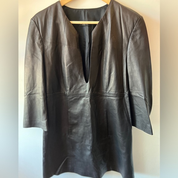 Blacky Dress Berlin Leather V-Neck Long Sleeve Dress 12 GB/10US - Picture 6 of 10